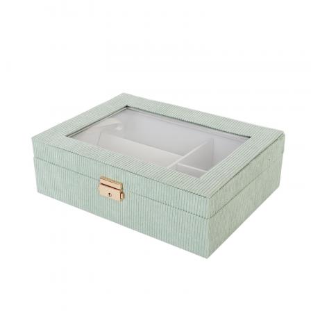 CAJA DE MADERA CON INTERIOR VERDE PARA RELOJES