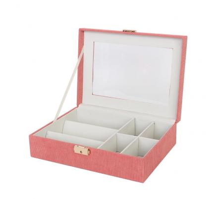 CAJA DE MADERA CON INTERIOR ROJO PARA RELOJES