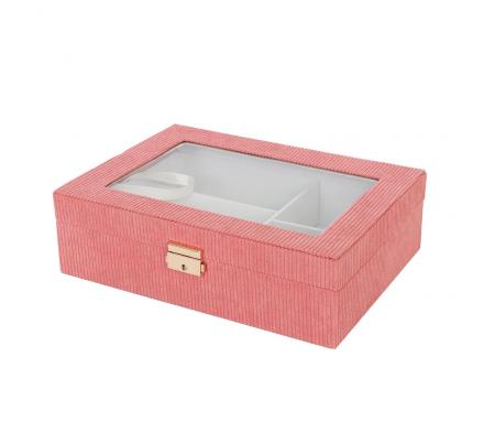 CAJA DE MADERA CON INTERIOR ROJO PARA RELOJES
