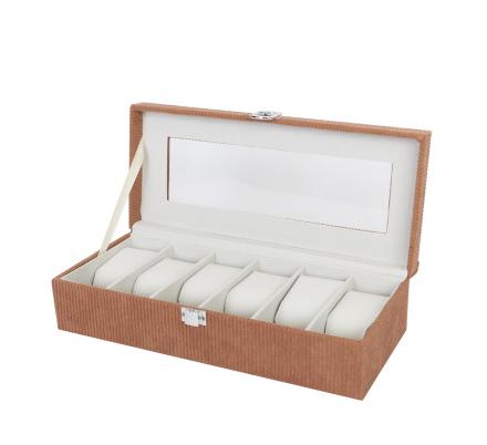 CAJA DE PANA GRIS PARA 6 RELOJES