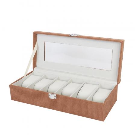 CAJA DE PANA GRIS PARA 6 RELOJES