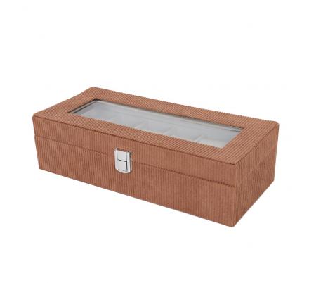 CAJA DE PANA GRIS PARA 6 RELOJES