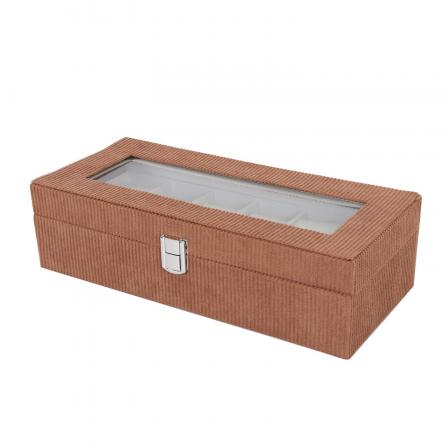 CAJA DE PANA GRIS PARA 6 RELOJES