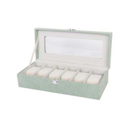 CAJA DE PANA VERDE PARA 6 RELOJES