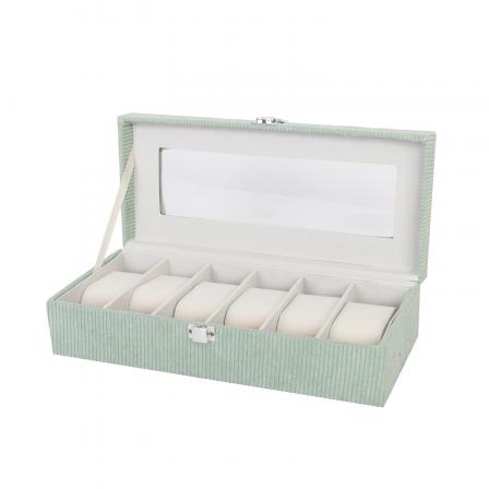 CAJA DE PANA VERDE PARA 6 RELOJES