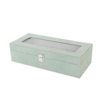 CAJA DE PANA VERDE PARA 6 RELOJES