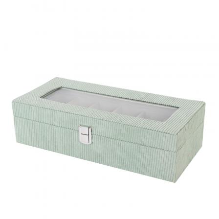 CAJA DE PANA VERDE PARA 6 RELOJES