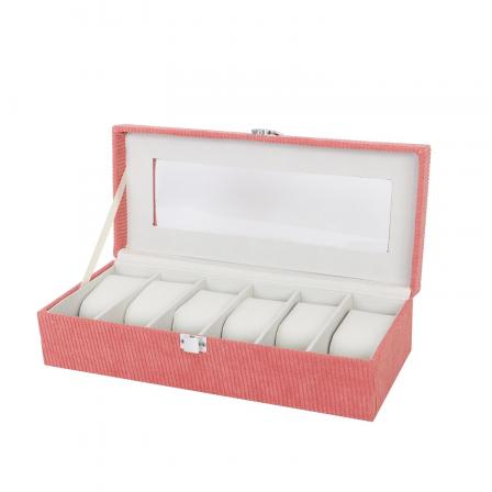 CAJA DE PANA ROJO PARA 6 RELOJES