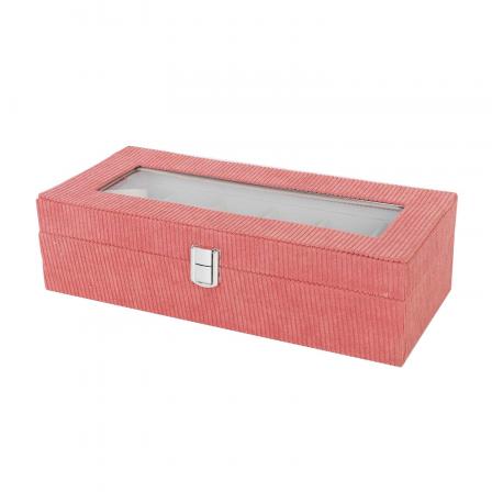 CAJA DE PANA ROJO PARA 6 RELOJES