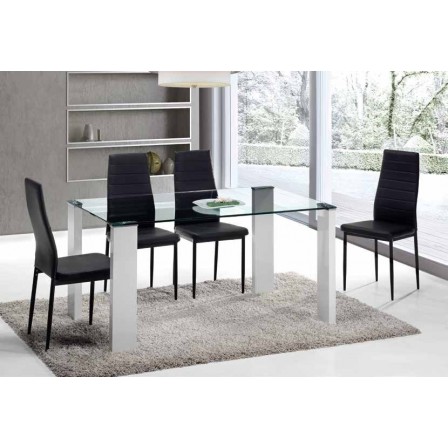 Mesa Salón/Comedor Oroco - Patas Blanco Brillo - 150 x 90