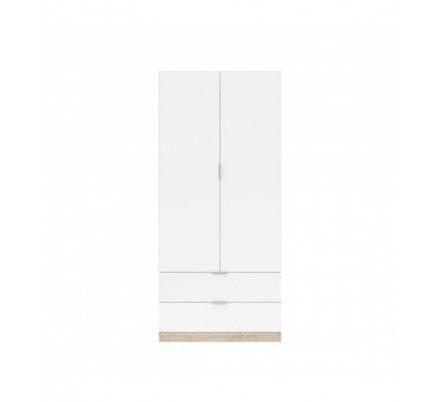 Armario 2 Puertas + 2 Cajones Modelo Nordic Color Roble-Blanco