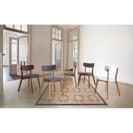 Silla Comedor Tapizada Color Natural Modelo Anais - Varios Colores Tejido