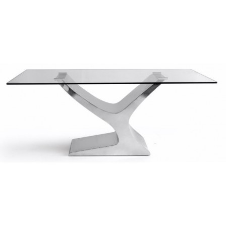 Mesa Comedor Cristal Estructura Cromada Modelo Esparta - Varias Medidas