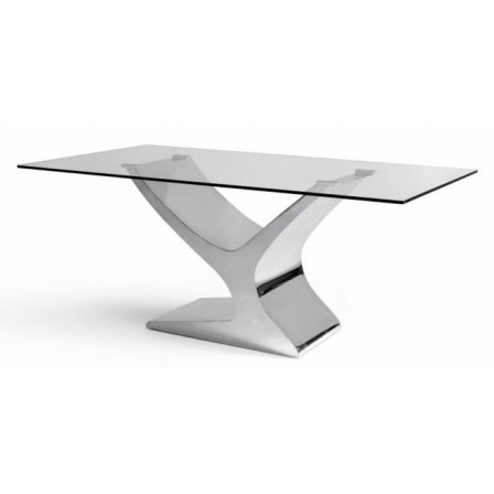Mesa Comedor Cristal Estructura Cromada Modelo Esparta - Varias Medidas
