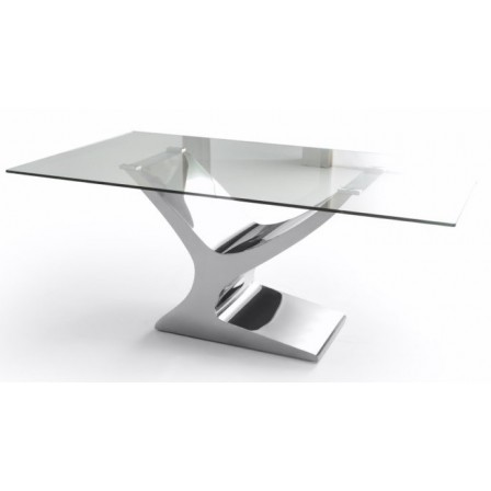 Mesa Comedor Cristal Estructura Cromada Modelo Esparta - Varias Medidas