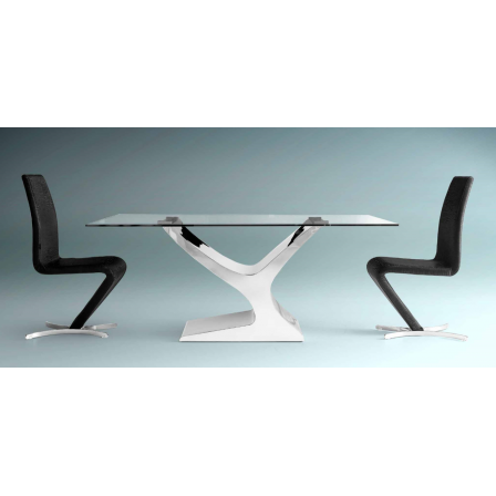 Mesa Comedor Cristal Estructura Cromada Modelo Esparta - Varias Medidas