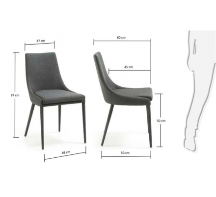 SILLA COMEDOR DANT TELA GRIS OSCURO
