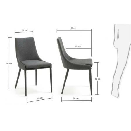 SILLA COMEDOR DANT TELA GRIS OSCURO