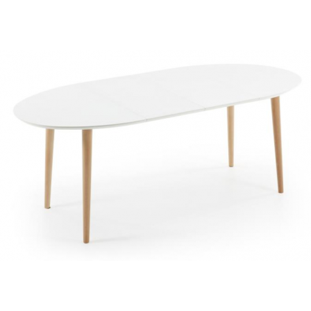 MESA COMEDOR OVALADA OAKLAND EXTENSIBLE 120 Ext. 90X200 BLANCO MATE