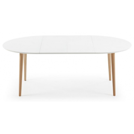 MESA COMEDOR OVALADA OAKLAND EXTENSIBLE 120 Ext. 90X200 BLANCO MATE