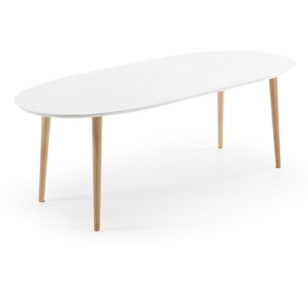 MESA COMEDOR OVALADA OAKLAND EXTENSIBLE 140 Ext. 90X220 BLANCO MATE