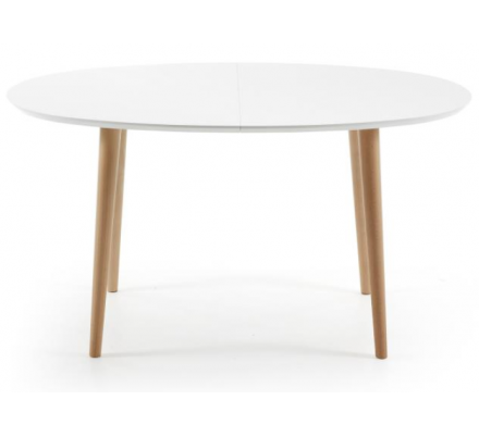 MESA COMEDOR OVALADA OAKLAND EXTENSIBLE 140 Ext. 90X220 BLANCO MATE