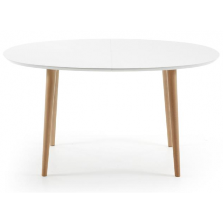 MESA COMEDOR OVALADA OAKLAND EXTENSIBLE 140 Ext. 90X220 BLANCO MATE