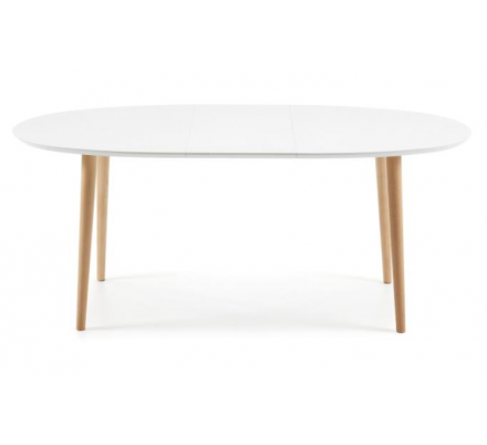 MESA COMEDOR OVALADA OAKLAND EXTENSIBLE 140 Ext. 90X220 BLANCO MATE