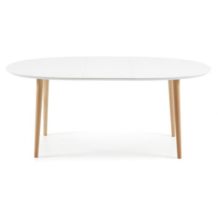 MESA COMEDOR OVALADA OAKLAND EXTENSIBLE 140 Ext. 90X220 BLANCO MATE