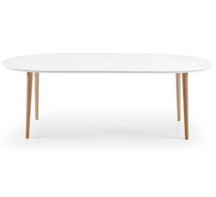 MESA COMEDOR OVALADA OAKLAND EXTENSIBLE 140 Ext. 90X220 BLANCO MATE