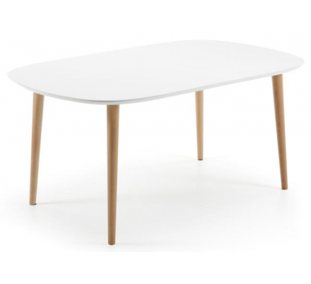 MESA COMEDOR OVALADA OAKLAND EXTENSIBLE 160 Ext. 100X260 BLANCO MATE