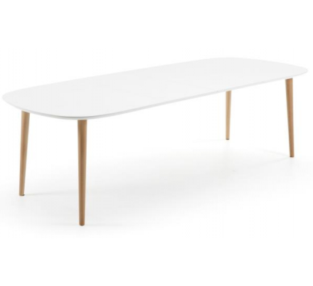 MESA COMEDOR OVALADA OAKLAND EXTENSIBLE 160 Ext. 100X260 BLANCO MATE