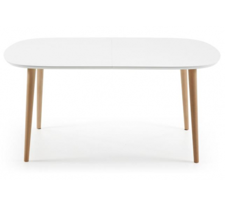 MESA COMEDOR OVALADA OAKLAND EXTENSIBLE 160 Ext. 100X260 BLANCO MATE