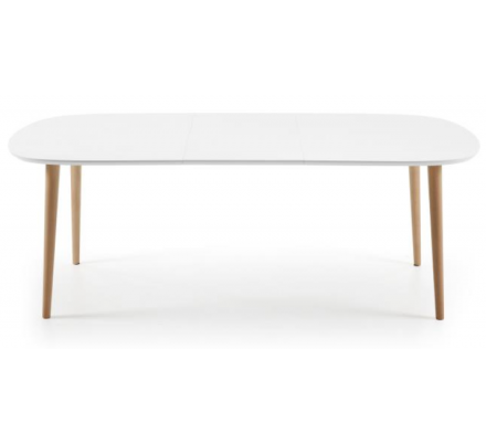 MESA COMEDOR OVALADA OAKLAND EXTENSIBLE 160 Ext. 100X260 BLANCO MATE