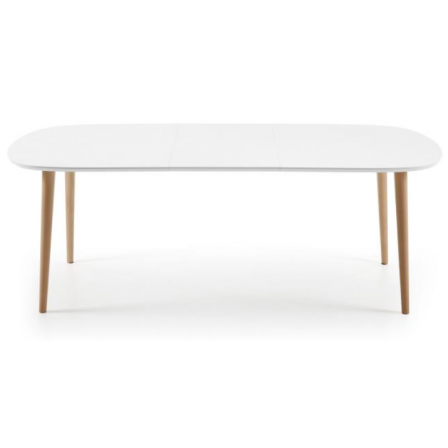 MESA COMEDOR OVALADA OAKLAND EXTENSIBLE 160 Ext. 100X260 BLANCO MATE