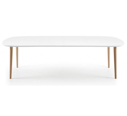 MESA COMEDOR OVALADA OAKLAND EXTENSIBLE 160 Ext. 100X260 BLANCO MATE