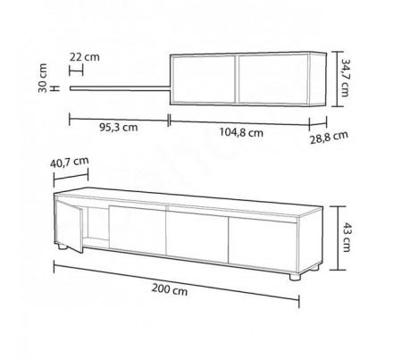 MUEBLE SALÓN TV CEMENTO-BLANCO BRILLO