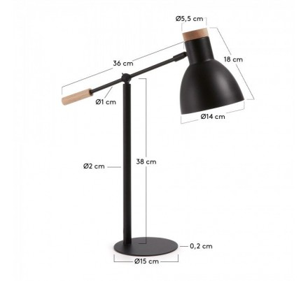 LÁMPARA DE SOBREMESA MODELO SCARLETT METAL NEGRO