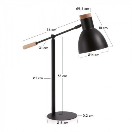 LÁMPARA DE SOBREMESA MODELO SCARLETT METAL NEGRO
