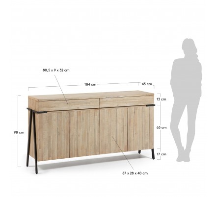 APARADOR 2 PUERTAS 2 CAJONES MODELO DISSET MADERA DE ACACIA 184X98