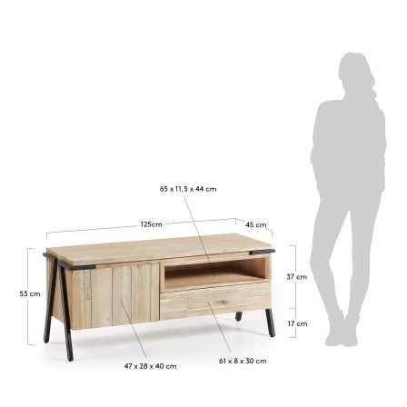 MUEBLE TV 1 PUERTA 1 CAJÓN MODELO DISSET MADERA DE ACACIA 125X53