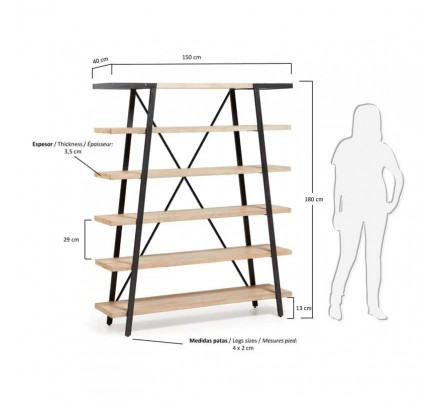 ESTANERÍA MODELO DISSET MADERA DE ACACIA 150X180