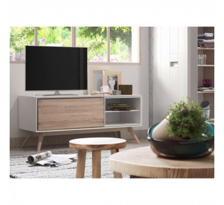 MUEBLE TV 1 PUERTA MODELO QUATRE DM-MADERA DE FRESNO 134x56