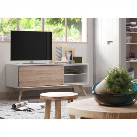 MUEBLE TV 1 PUERTA MODELO QUATRE DM-MADERA DE FRESNO 134x56