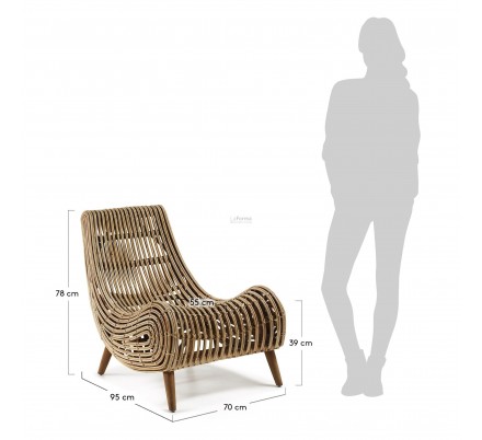 SILLÓN EXTEERIOR MODELO AKIT MADERA NATURAL-RATÁN