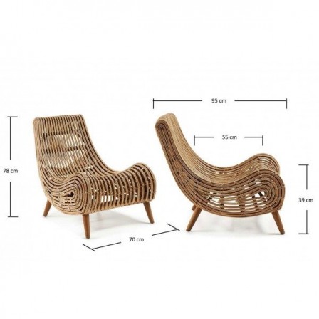 SILLÓN EXTEERIOR MODELO AKIT MADERA NATURAL-RATÁN