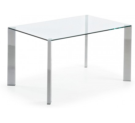 MESA COMEDOR CORNER CRISTAL-ACERO CROMADO VARIAS MEDIDAS