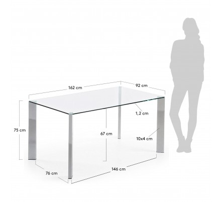 MESA COMEDOR CORNER CRISTAL-ACERO CROMADO VARIAS MEDIDAS