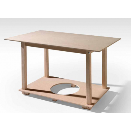 Mesa Camilla Modelo Rocky de 110x70 o 120x70 Color chocolate y tapete especial tableado incluido