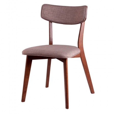 Silla Comedor Tapizada Color Nogal Modelo Nais Tapizado Gris Dark